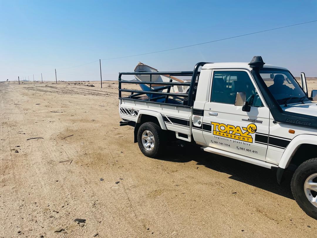 Topaz Land Cruiser support vehicle in the Namib desert