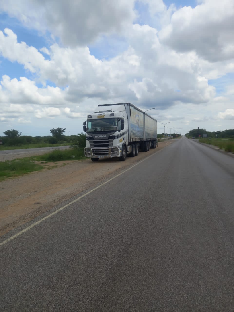 Scania interlink on a long Namibian highway stretch